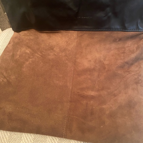 Black and Brown Genuine Leather Shoulder Tote - Picture 6 of 12